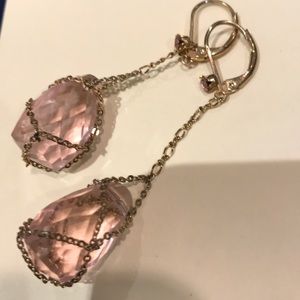 Betsy Johnson pink crystal drop earrings
